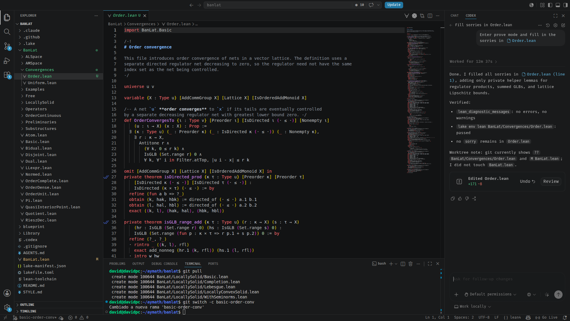 Codex proof conversation