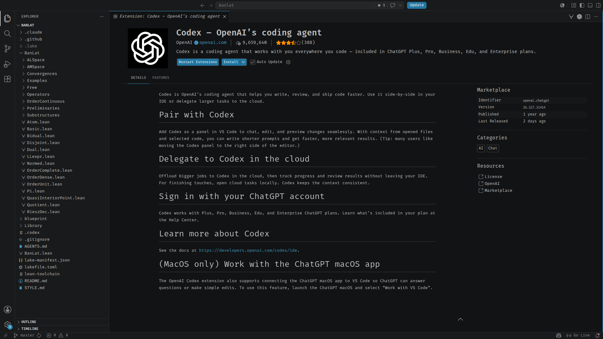 Codex extension