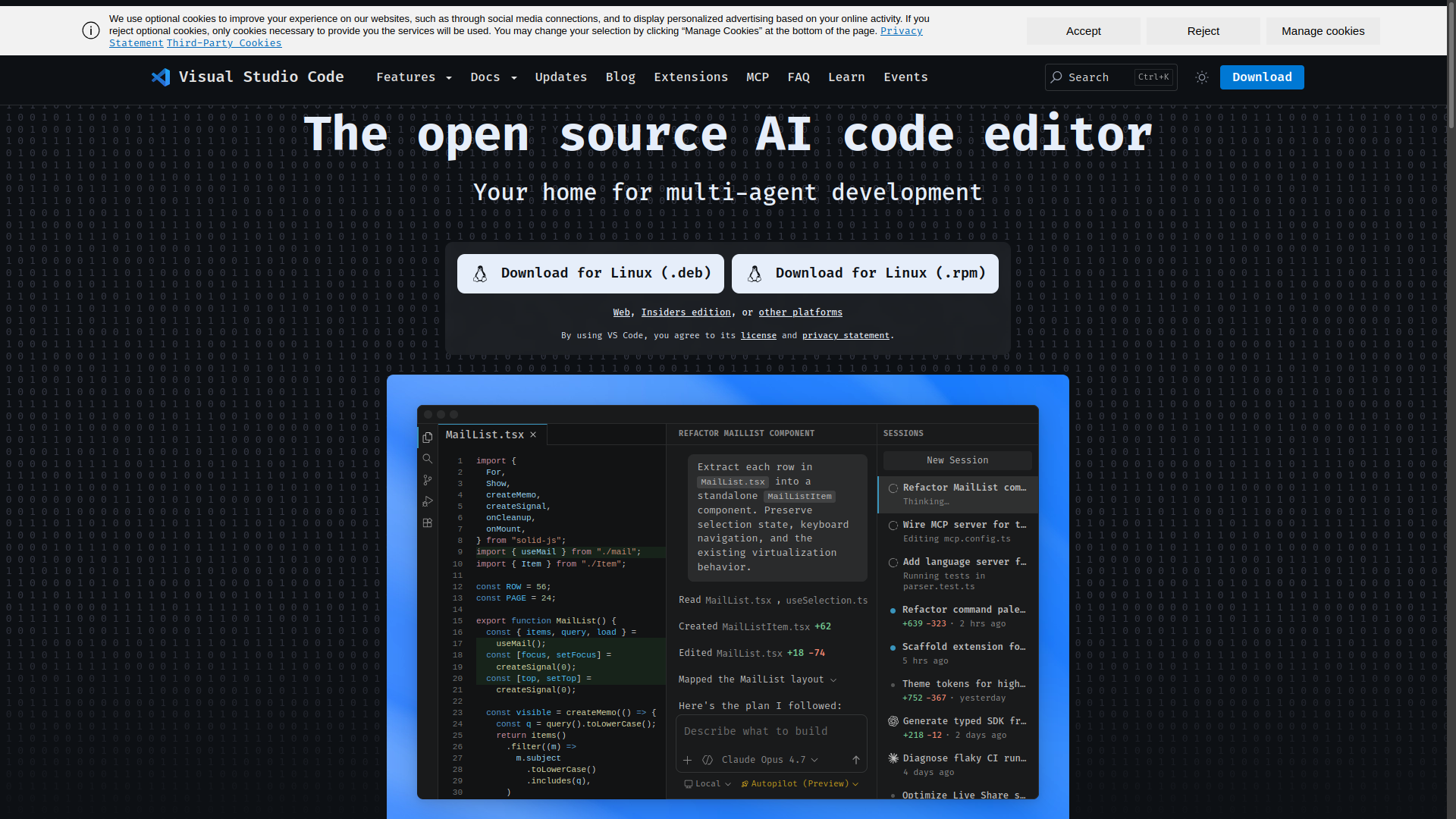 VS Code Homepage